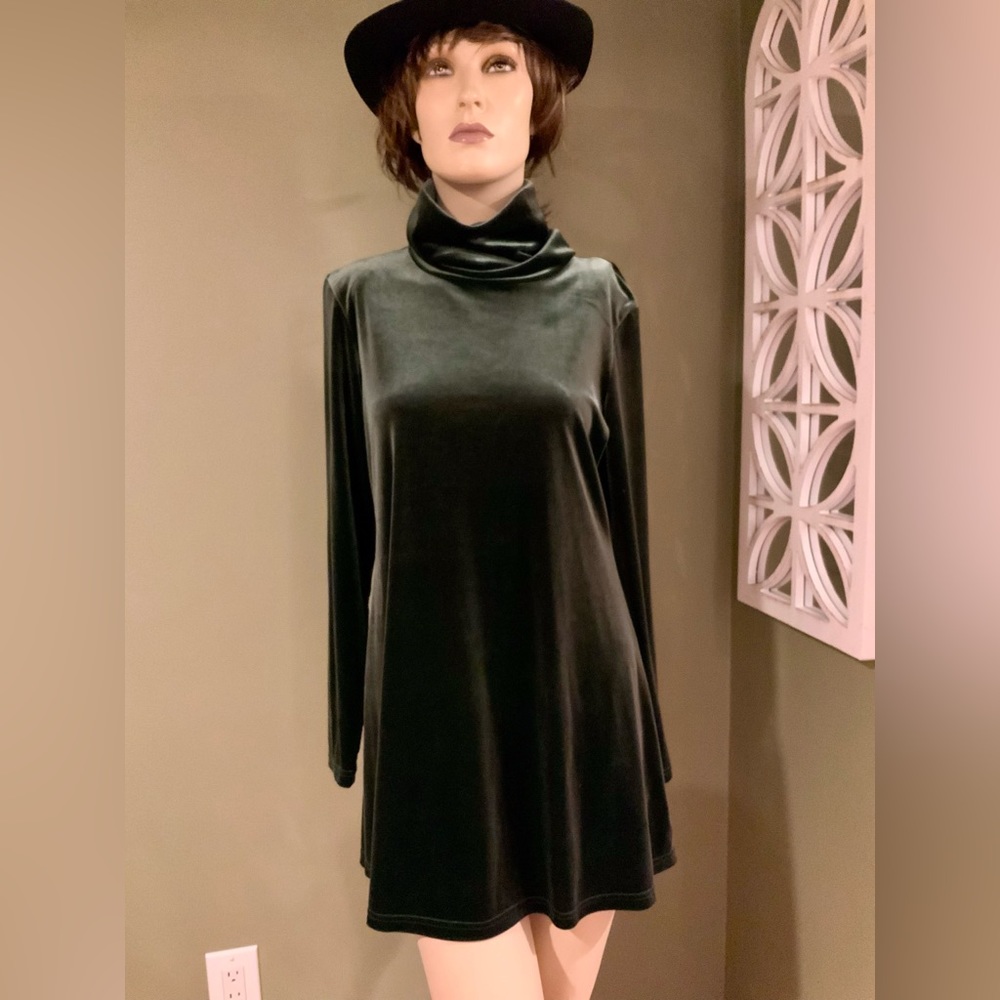 DG2 by Diane Gilman green velvet turtleneck shirt brand new size small